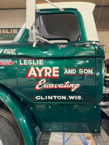 Leslie Ayre truck hand lettered door